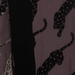Pre Owned Cartier Brown Devore Panthere Silk Blend Stole 