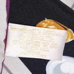 Pre Owned Cartier Beige Paris Postcard Printed Silk Square Scarf