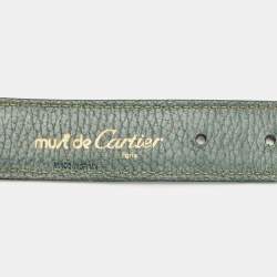 Pre Owned Cartier Green Leather Waist Belt 70CM
