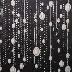 Pre Owned Cartier Black Chain Print Silk Scarf