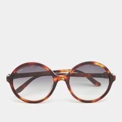 Pre Owned Cartier Brown Tortoise Gradient Round Sunglasses