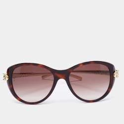 Pre Owned Cartier Brown/Gold Panthere Wild Cat Eye Sunglasses