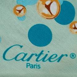 Pre Owned Cartier Blue/Green Printed Silk Bandeau Scarf