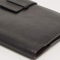 Pre Owned Cartier Dark Brown Leather Flap Passport Holder