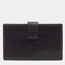 Pre Owned Cartier Dark Brown Leather Flap Passport Holder