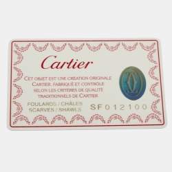 Pre Owned Cartier Black/Grey Logo Print Silk Satin Sqaure Scarf