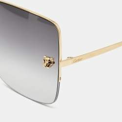 Pre Owned Cartier Gold Tone/Grey Gradient CT0121S Oversized Square Sunglasses