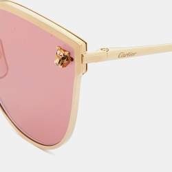 Cartier Gold Tone/Pink Panthère de Cartier CT0198S Cat-Eye Sunglasses
