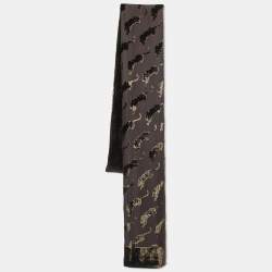 Pre Owned Cartier Brown Devore Panthere Silk Blend Stole