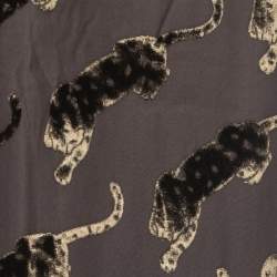 Pre Owned Cartier Brown Devore Panthere Silk Blend Stole