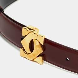 Cartier Burgundy Leather C Decor Buckle Belt 