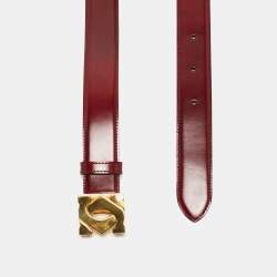 Cartier Burgundy Leather C Decor Buckle Belt 