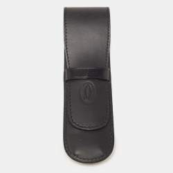 مملوكة مسبقًا Cartier Black Leather Flap Pen Pouch