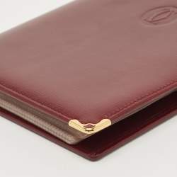 Pre Owned Cartier Burgundy Leather Business Cards Holder