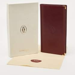 Pre Owned Cartier Burgundy Leather Business Cards Holder