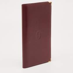 Pre Owned Cartier Burgundy Leather Business Cards Holder
