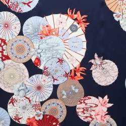 Cartier Navy Blue Floral Printed Silk Square Scarf