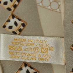Pre Owned Cartier Cream Panthers & Hoops Print Silk Square Scarf