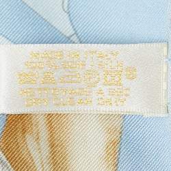 Pre Owned Cartier Blue Diamonds & Leopard Print Silk Scarf