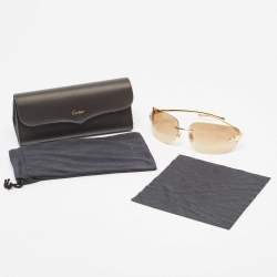 Pre Owned Cartier Brown/Gold Gradient Panthere de Cartier Rimless Sunglasses