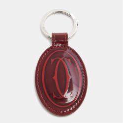 Pre Owned Cartier Dark Red Leather Must de Cartier Key Chain
