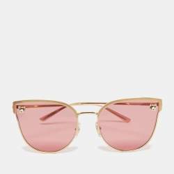 Pre Owned Cartier Pink/Gold CT0198S Panthere Cat Eye Sunglasses