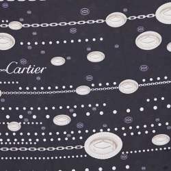 Cartier Black Chain Print Silk Square Scarf