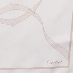 Pre Owned Cartier Pale Pink Print Silk Scarf