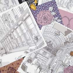 Pre Owned Cartier Multicolor Paris Postcard Print Silk Scarf