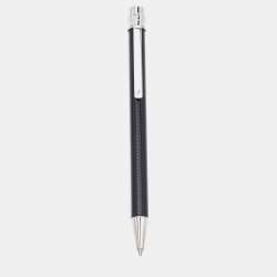 Pre Owned Cartier Santos Black Lacquer Silver Tone Ballpoint Pen