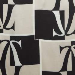 Pre Owned Cartier Black/Grey Logo Print Silk Satin Sqaure Scarf