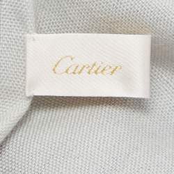 Pre Owned Cartier Grey Bon Voyage Wool Fringed Scarf