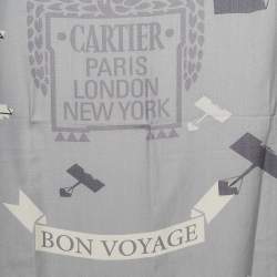 Pre Owned Cartier Grey Bon Voyage Wool Fringed Scarf