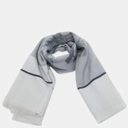 Pre Owned Cartier Grey Bon Voyage Wool Fringed Scarf