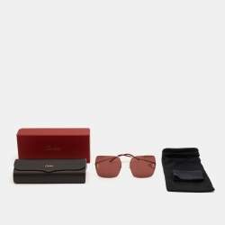 Pre Owned Cartier Burgundy CT0121S Panthère de Cartier Square Sunglasses