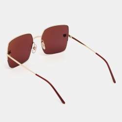 Pre Owned Cartier Burgundy CT0121S Panthère de Cartier Square Sunglasses
