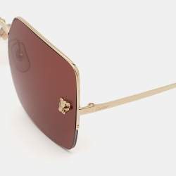 Pre Owned Cartier Burgundy CT0121S Panthère de Cartier Square Sunglasses
