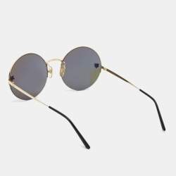 Pre Owned Cartier Gold Mirrored Panthere De Cartier Round Sunglasses