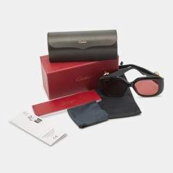 Pre Owned Cartier Black/Pink Panthère de Cartier Square Sunglasses