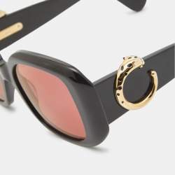Pre Owned Cartier Black/Pink Panthère de Cartier Square Sunglasses