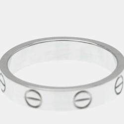 Pre Owned Cartier 18K White Gold Love Band Ring EU 50
