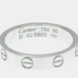 Pre Owned Cartier 18K White Gold Love Band Ring EU 50