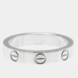 Pre Owned Cartier 18K White Gold Love Band Ring EU 50