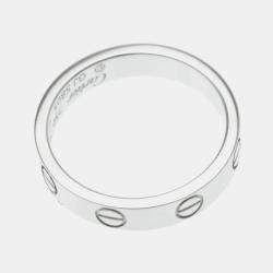 Pre Owned Cartier 18K White Gold Love Band Ring EU 50