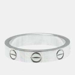 Pre Owned Cartier 18K White Gold Love Band Ring EU 50