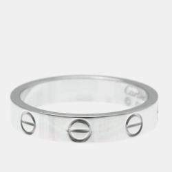 Pre Owned Cartier 18K White Gold Love Band Ring EU 50