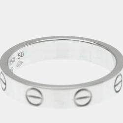 Pre Owned Cartier 18K White Gold Love Band Ring EU 50