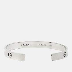 Pre Owned Cartier Love 18k White Gold Open Cuff Bracelet 17