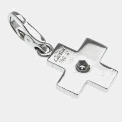 Cartier 18K White Gold and Diamond Cross Charm 