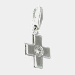 Cartier 18K White Gold and Diamond Cross Charm 